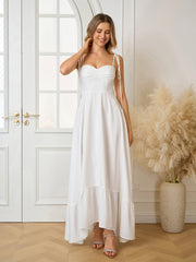 Tie Shoulder Ruched Bust Maxi Solid Dress