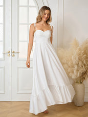Tie Shoulder Ruched Bust Maxi Solid Dress