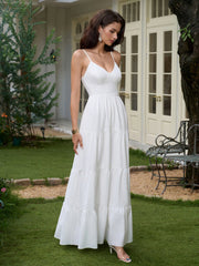 V-Neck Cut Out Bow Tie Back Cami Long Dress
