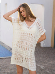V-Neck See Through Split Beach Dress