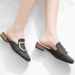 Decor Metal Closed-toe Pump Shoes Flat Sandals