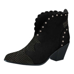 Women's High Heel Boots Pointed Rivet Snake Pattern Martin Boots