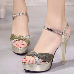 Sparkling Glitter Platform Stiletto Heels Open-toe Sandals