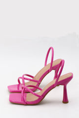 Wide Fit Faux Leather Cross Strap Slingback Heels