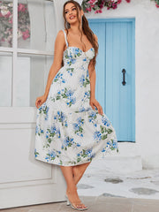 Garden Serenity Floral Midi Dress