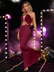 Merlot Mystique Cut-Out Gown Dress