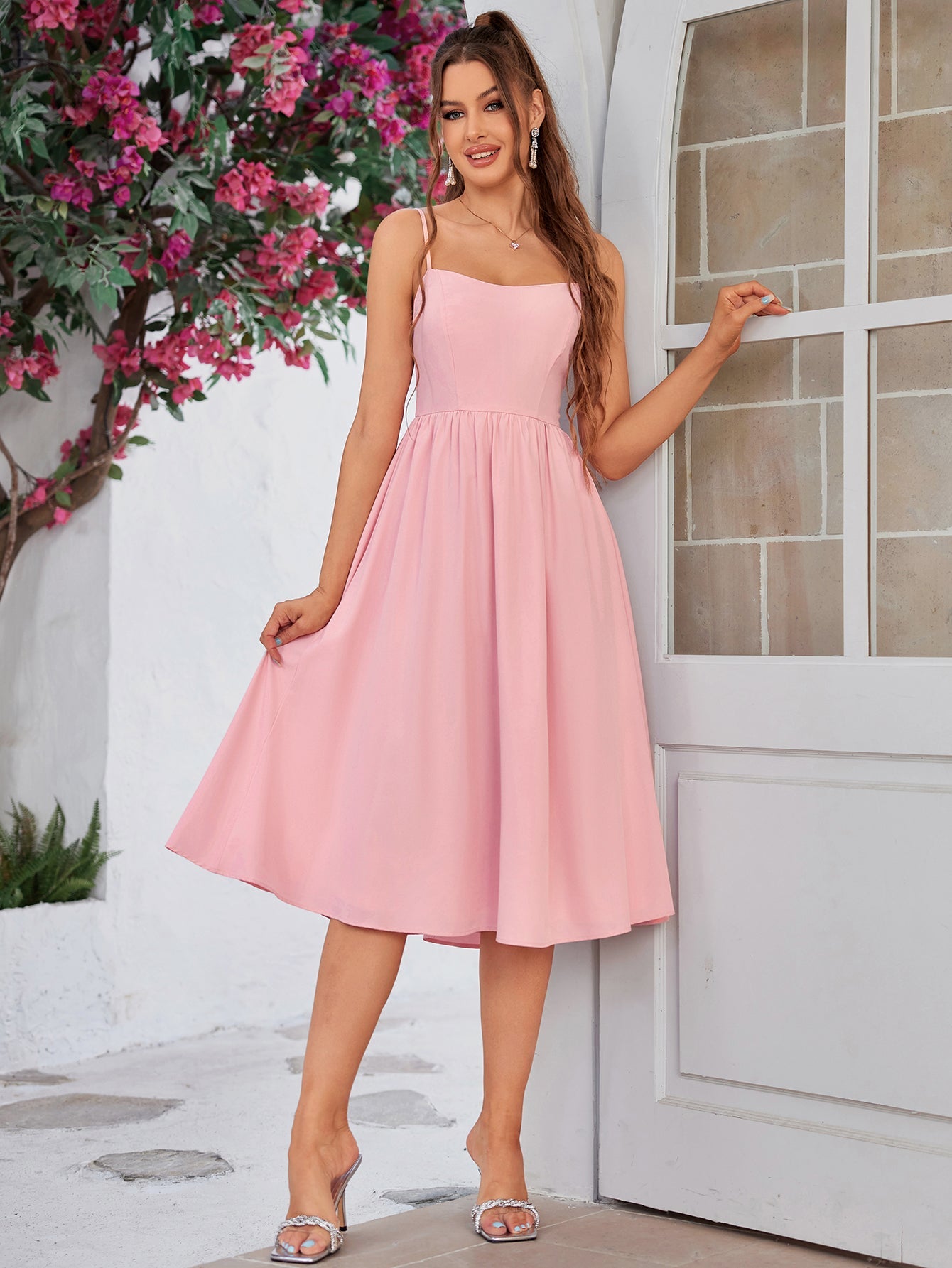 Backless Flowy Midi Dress