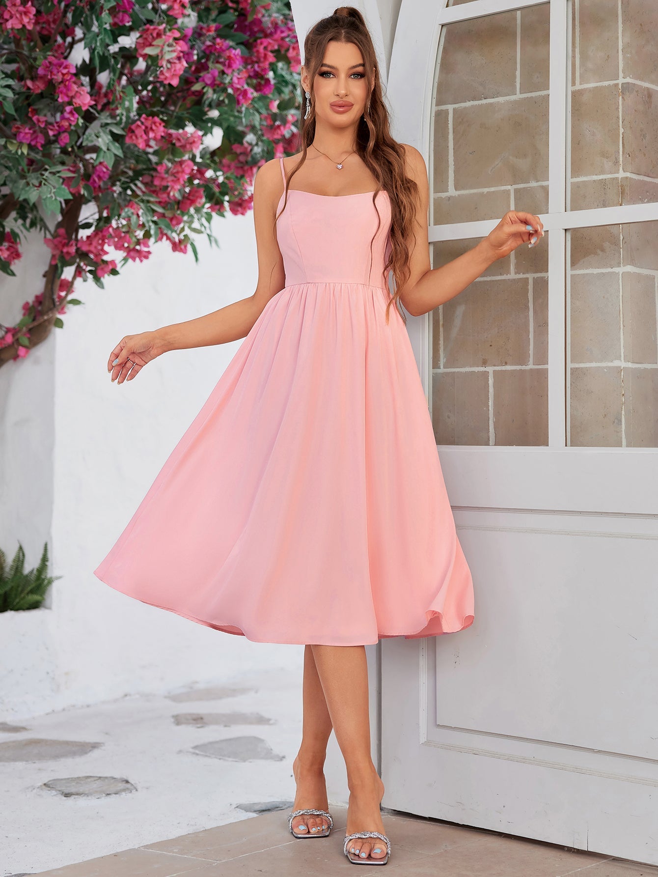 Backless Flowy Midi Dress