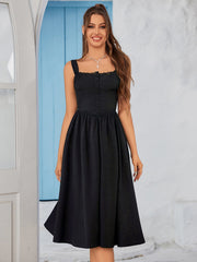 Classic Lace-Trimmed Mid-Length Dress