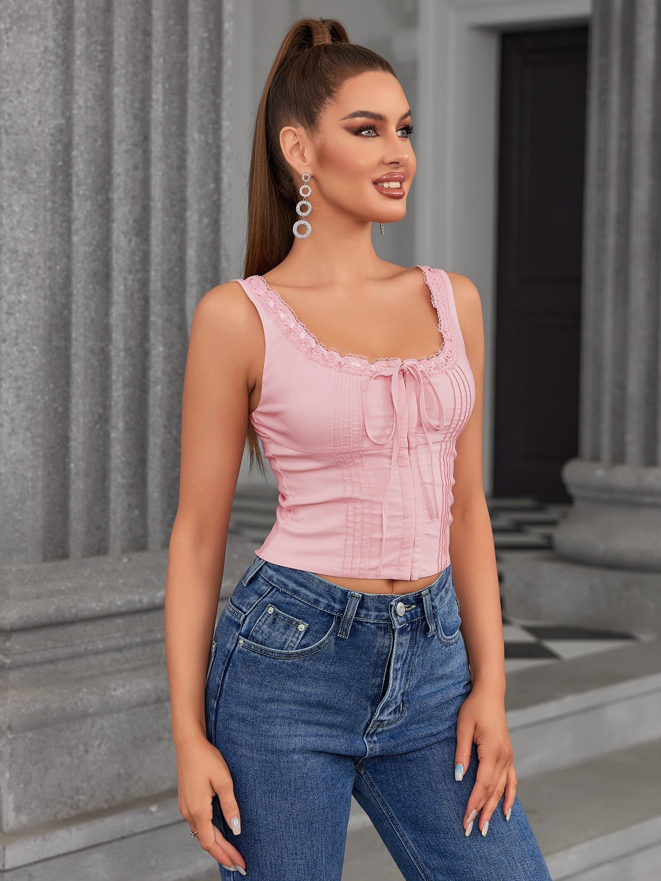 Noir Victorian-Inspired Lace-Up Corset Top
