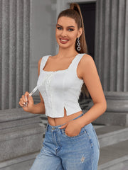 Charming Lace Tie-Front Crop Top