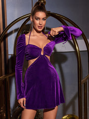 Velvet Cut-Out Mini Dress