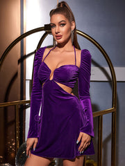 Velvet Cut-Out Mini Dress