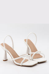 Wide Fit Faux Leather Cross Strap Slingback Heels