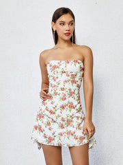 Floral Print Tube Dress