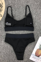 Black Ribbed High Waisted Bikini Bottom