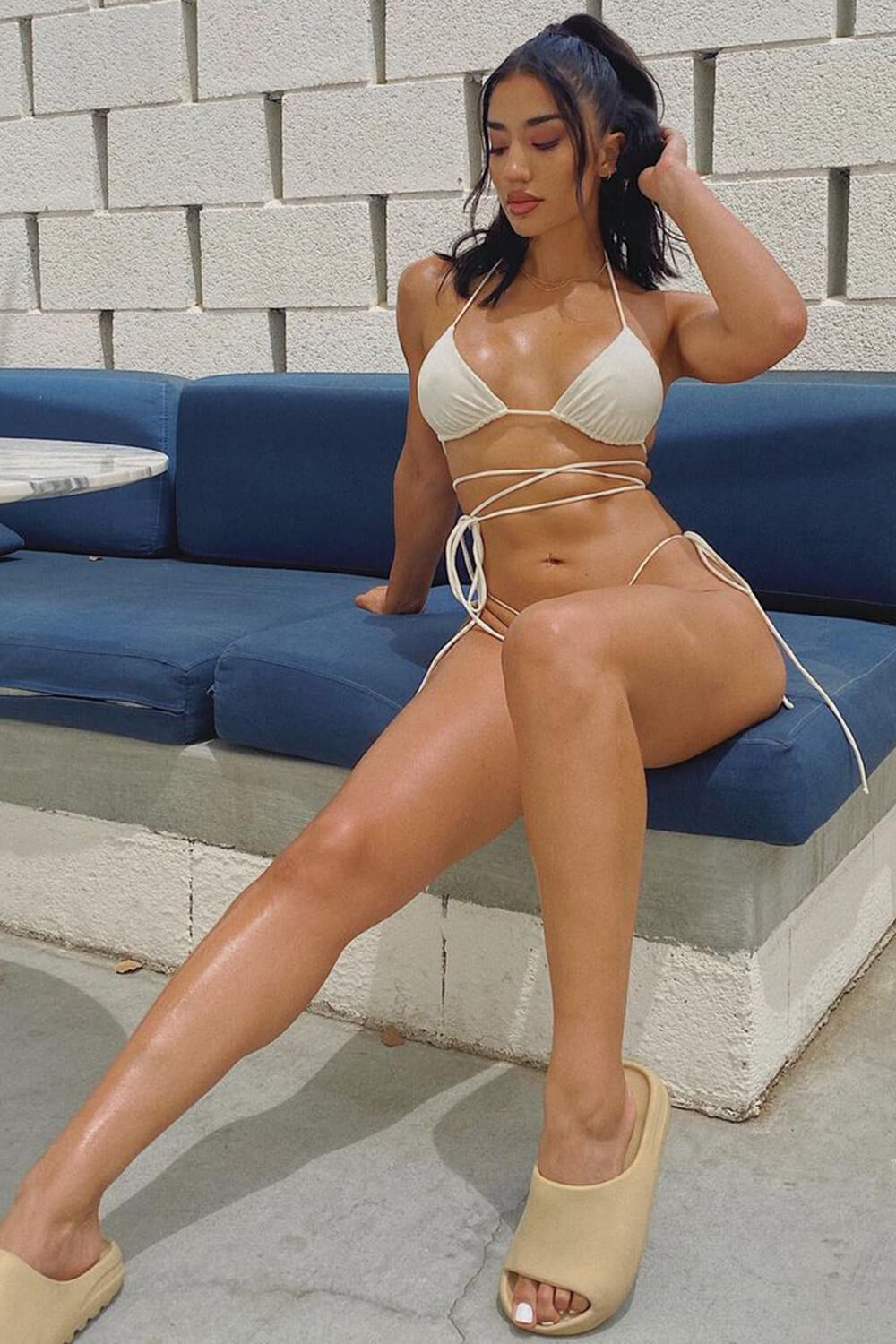 White Triangle Wrap Tie Bikini Top