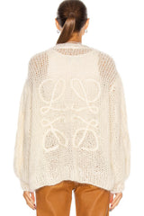 Mohair-Blend Balloon Sleeve Button Up Pouch-Pocket V Neck Cardigan