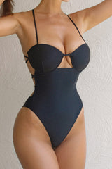 Black Push-Up Strappy Ruched Butt Monokini