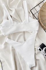 Textured Twist-Front High Leg Bikini Set