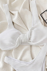 Textured Twist-Front High Leg Bikini Set