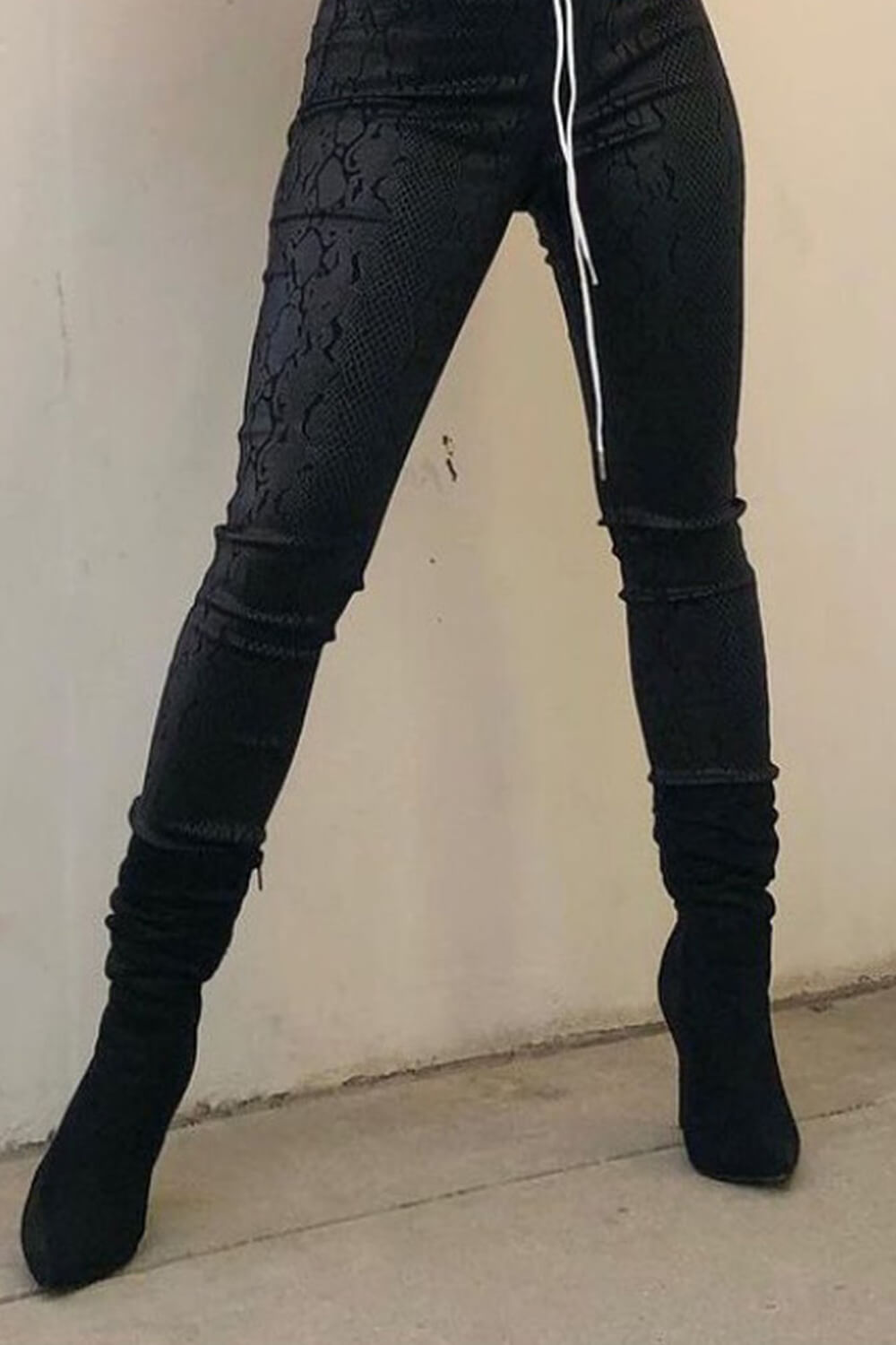 Faux Suede Ruched Detailed Mid-Calf Slouch Stiletto Heel Boots