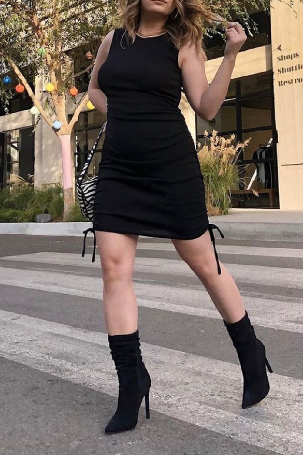 Faux Suede Ruched Detailed Mid-Calf Slouch Stiletto Heel Boots