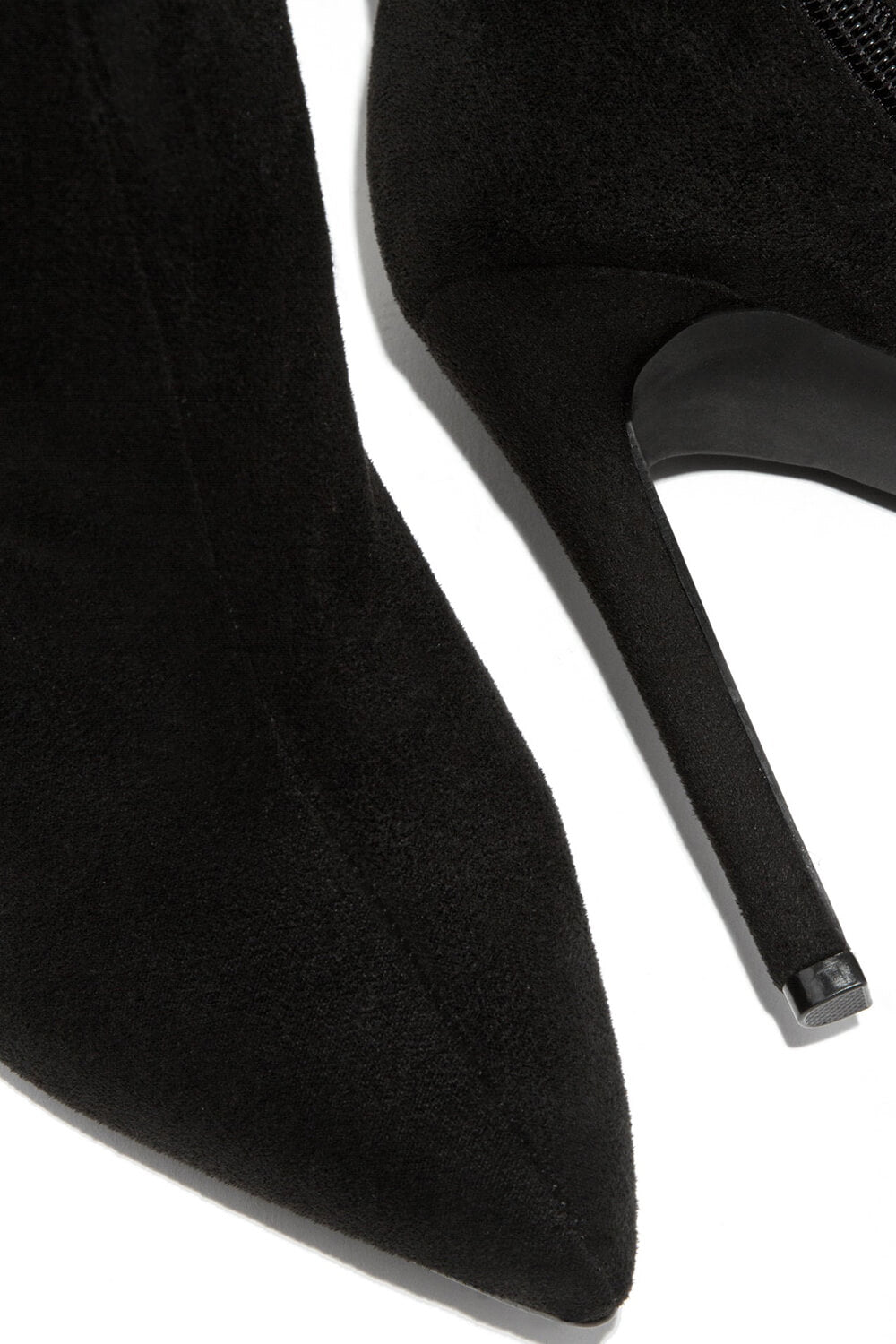 Faux Suede Ruched Detailed Mid-Calf Slouch Stiletto Heel Boots