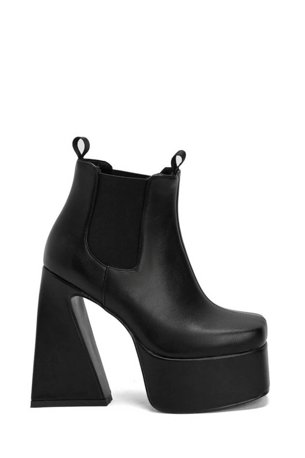 Platform Square Toe Statement Block Heel Ankle Boots