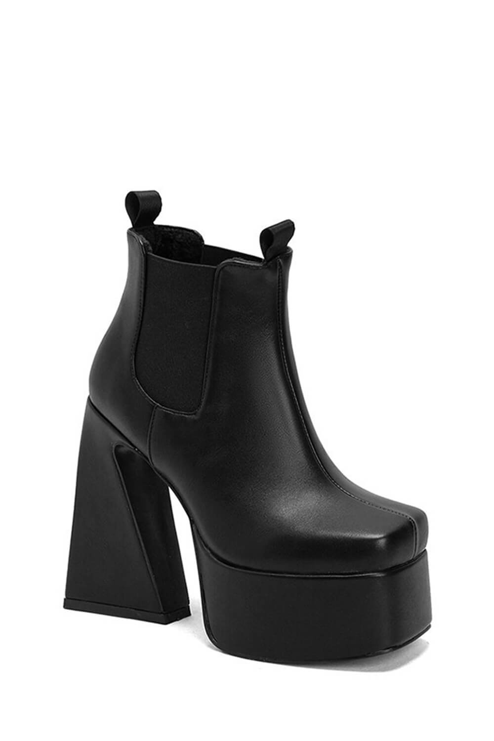 Platform Square Toe Statement Block Heel Ankle Boots