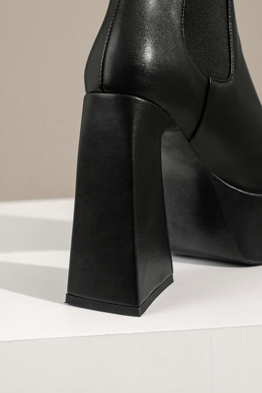 Platform Square Toe Statement Block Heel Ankle Boots