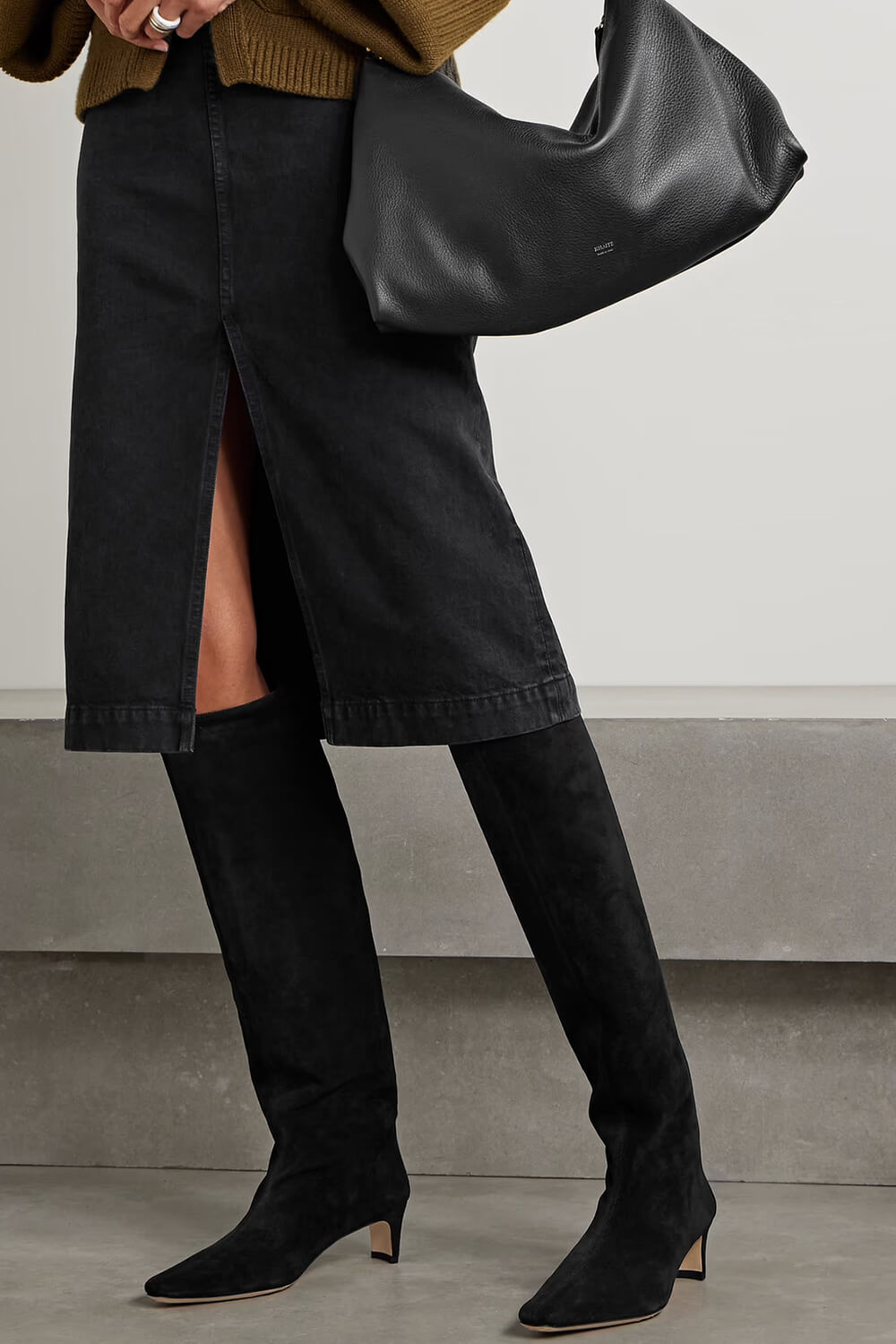 Faux Suede Pointed Toe Knee-High Boots