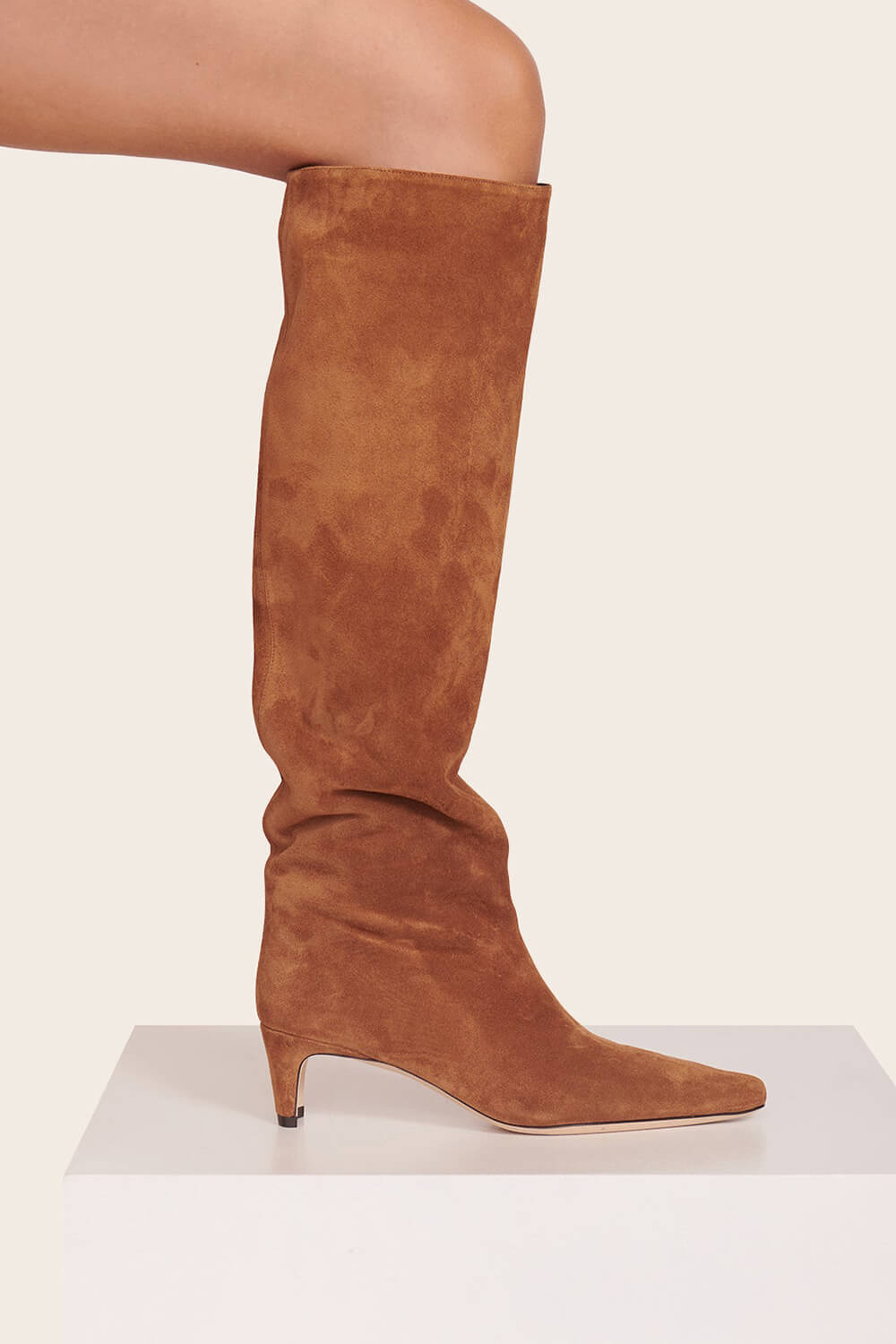 Faux Suede Pointed Toe Knee-High Boots