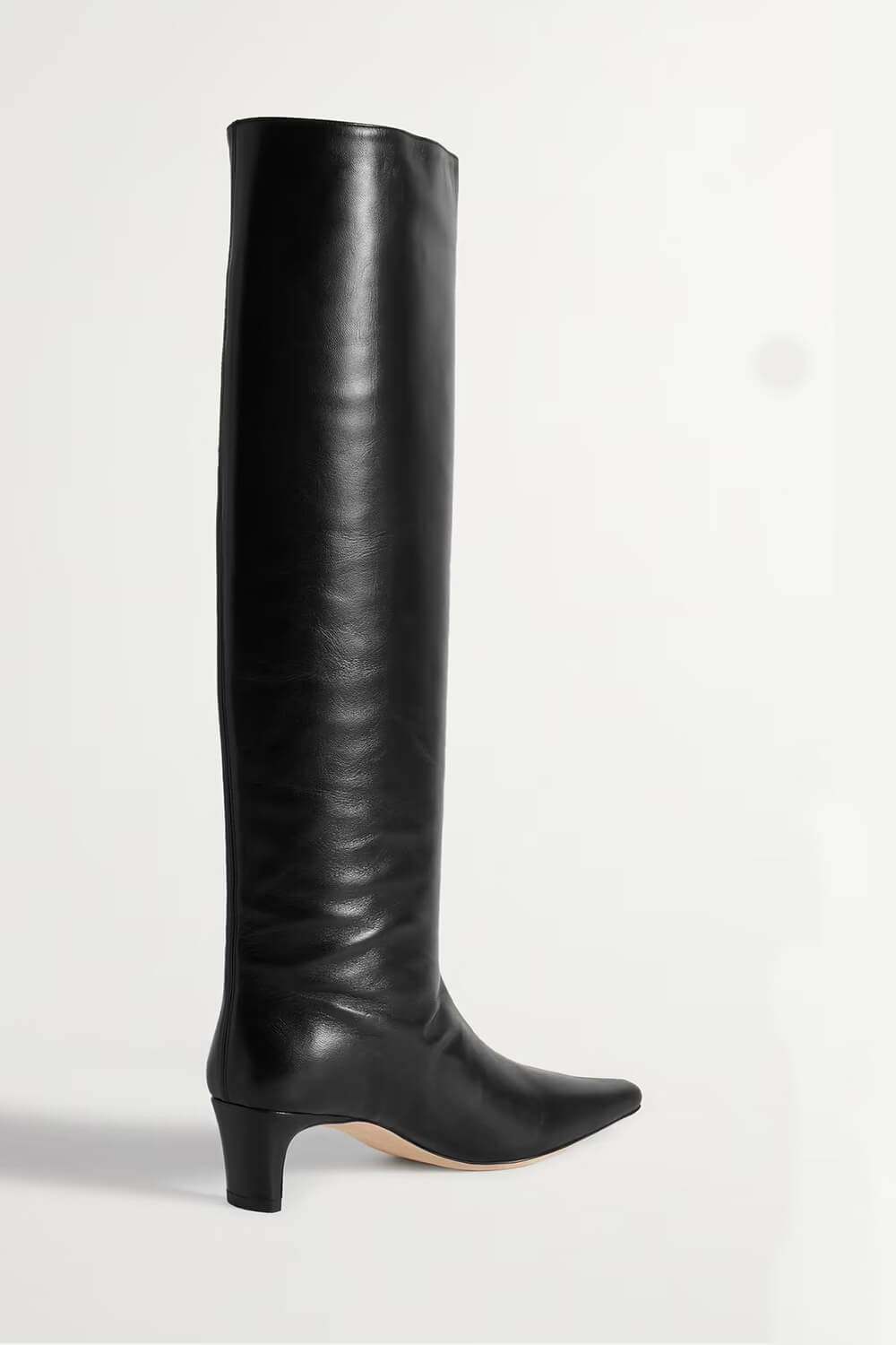Faux Leather Pointed Toe Knee-High Boots