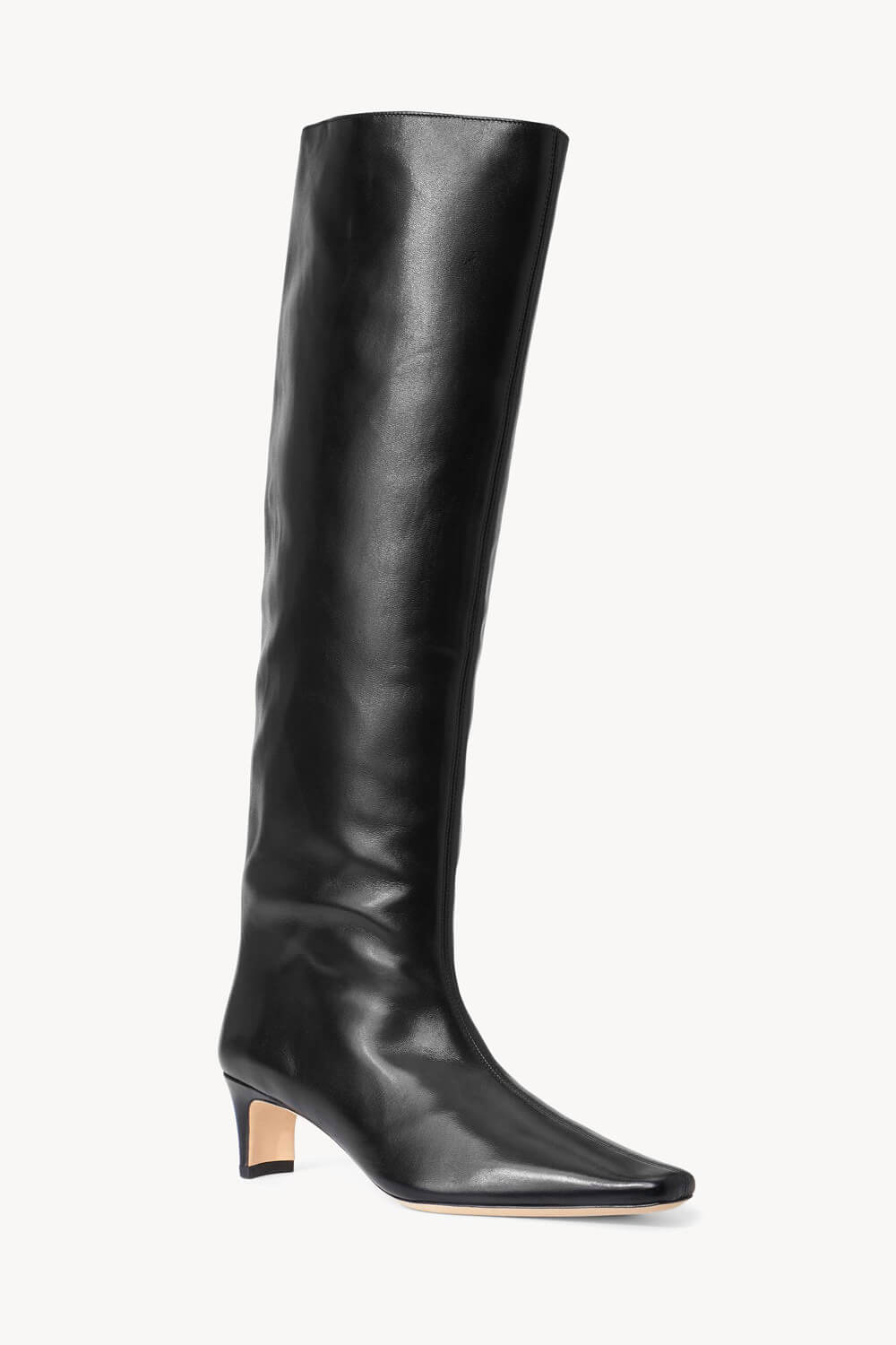 Faux Leather Pointed Toe Knee-High Boots