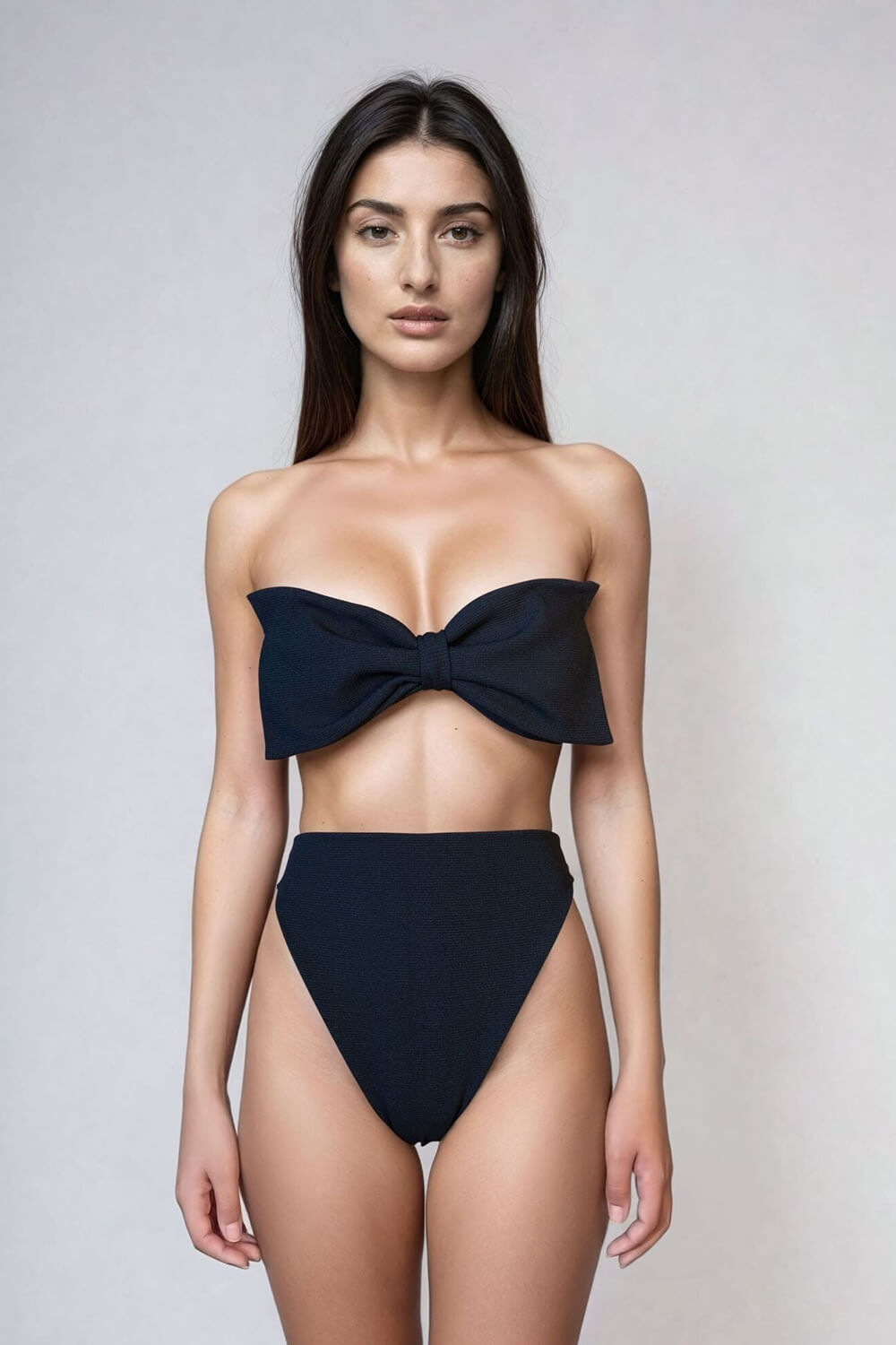 Bow Bandeau High Waisted Bikini Set
