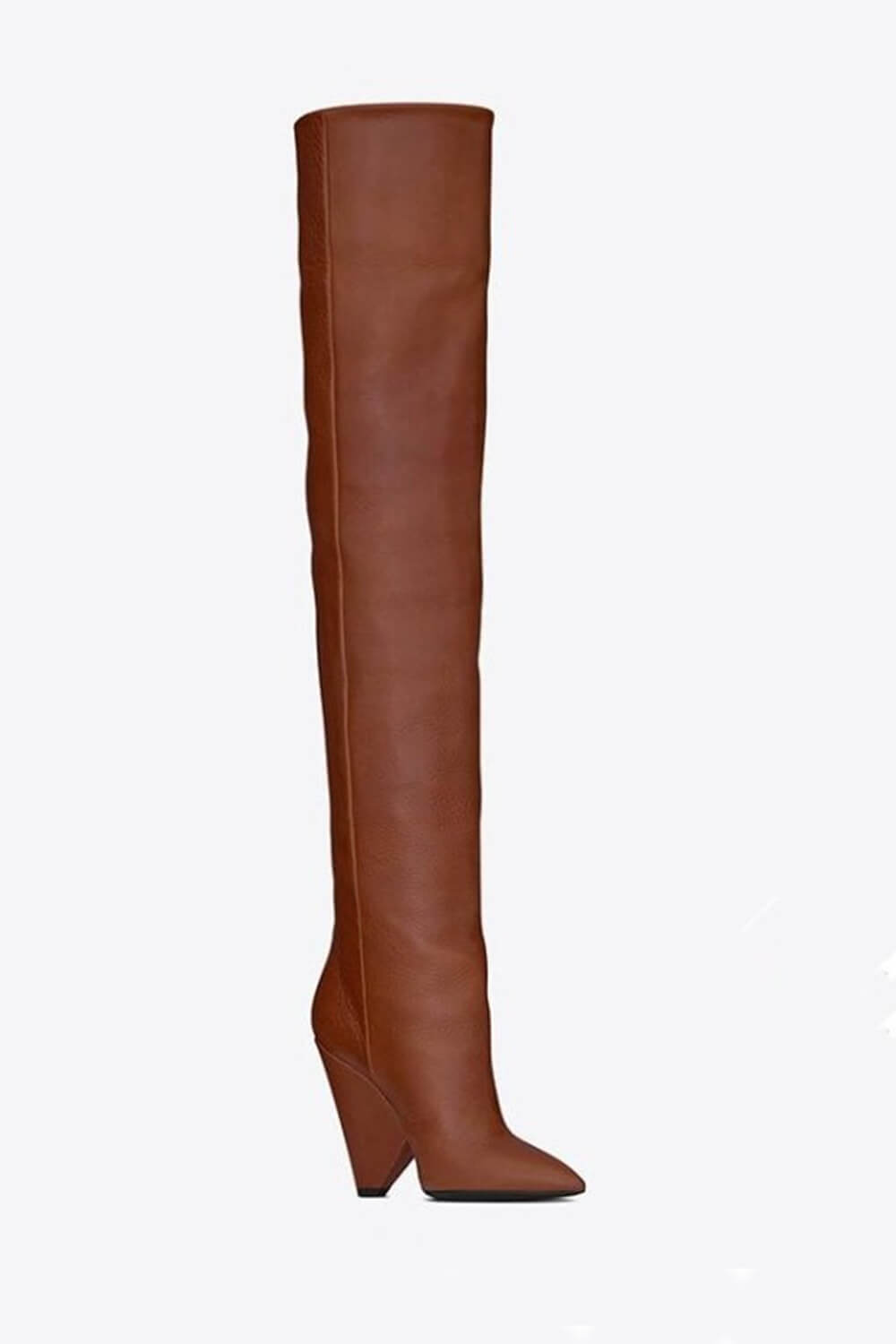 Faux Leather Slouch Pointed Toe Knee High Boots