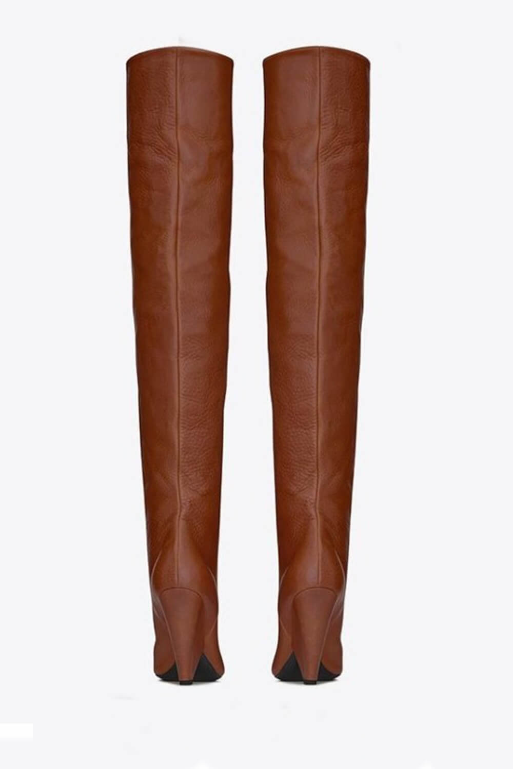 Faux Leather Slouch Pointed Toe Knee High Boots