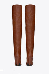 Faux Leather Slouch Pointed Toe Knee High Boots
