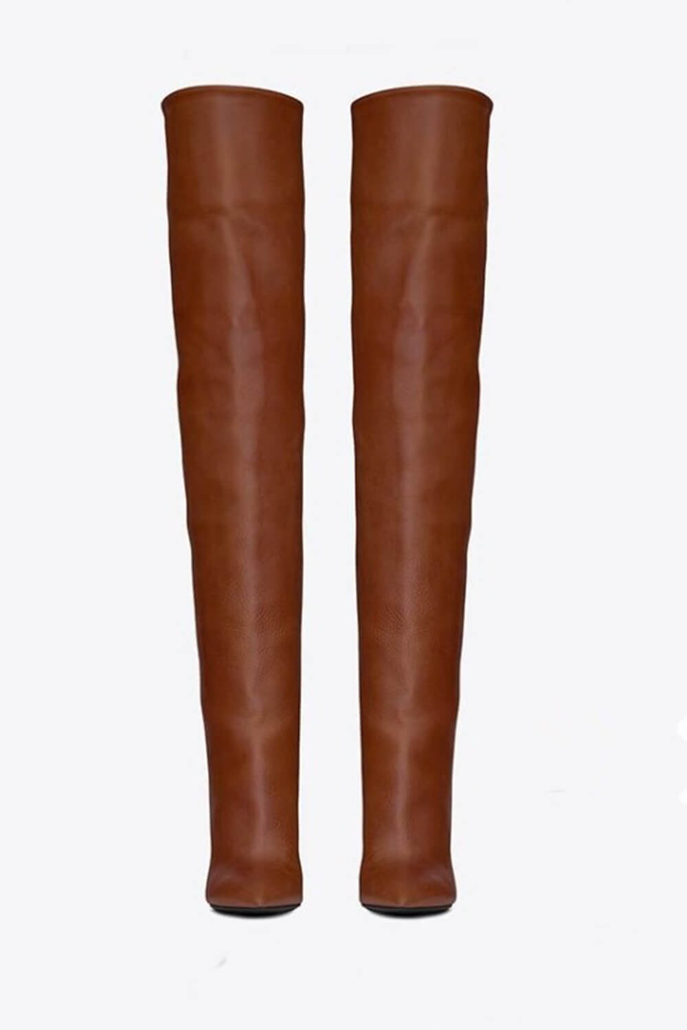 Faux Leather Slouch Pointed Toe Knee High Boots