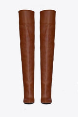 Faux Leather Slouch Pointed Toe Knee High Boots