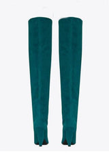 Faux Suede Slouch Pointed Toe Knee High Boots