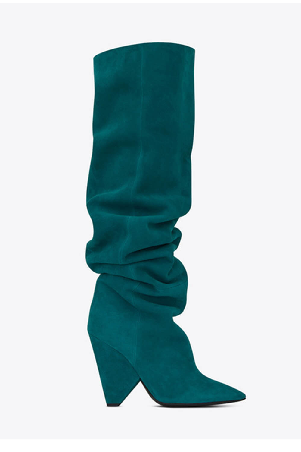 Faux Suede Slouch Pointed Toe Knee High Boots