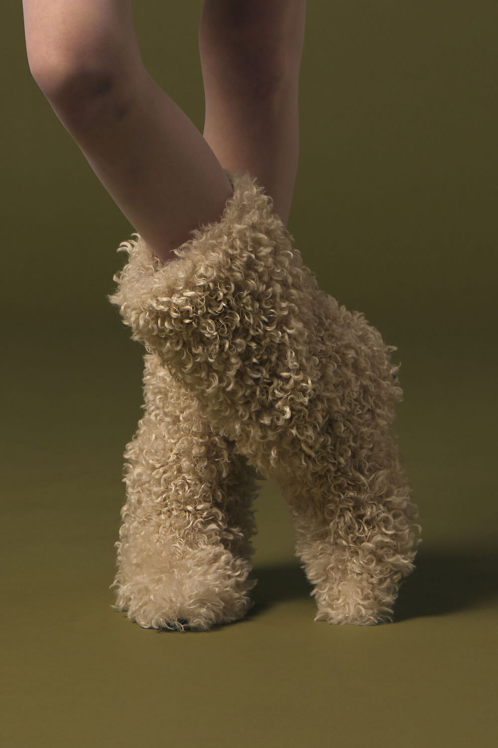 Faux Fur Mid-Calf Block Heel Boots