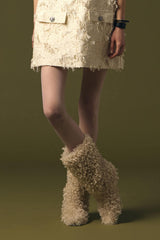 Faux Fur Mid-Calf Block Heel Boots