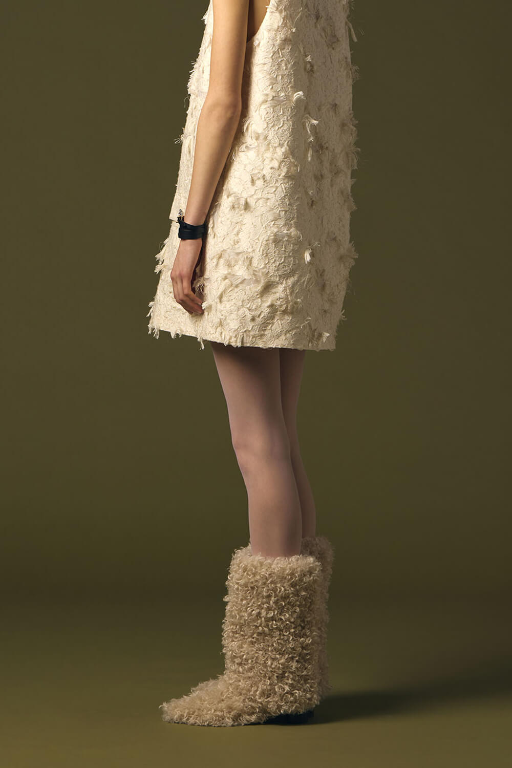 Faux Fur Mid-Calf Block Heel Boots