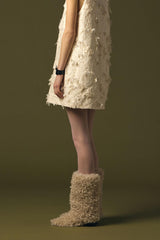 Faux Fur Mid-Calf Block Heel Boots