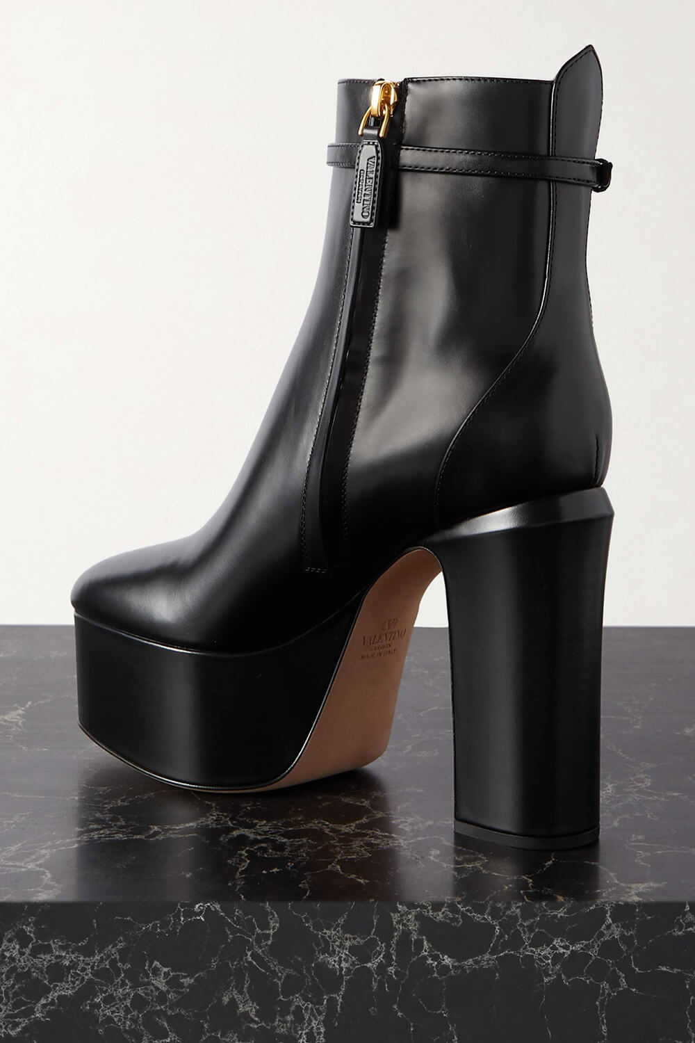 Buckle Detail Faux Leather Platform Block Heeled Ankle Booties