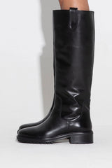 Calf Leather Knee High Flat Boots