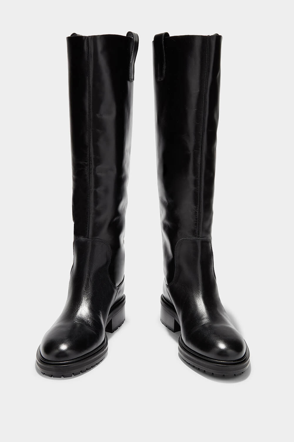Calf Leather Knee High Flat Boots